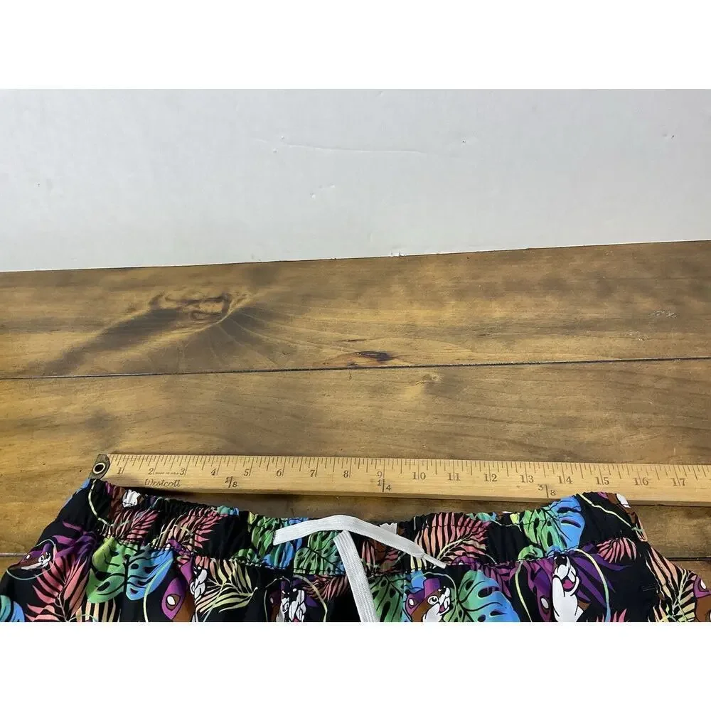 Buc-ees Swim Trunks Mens Size Medium Black Logo All Over Print Floral
